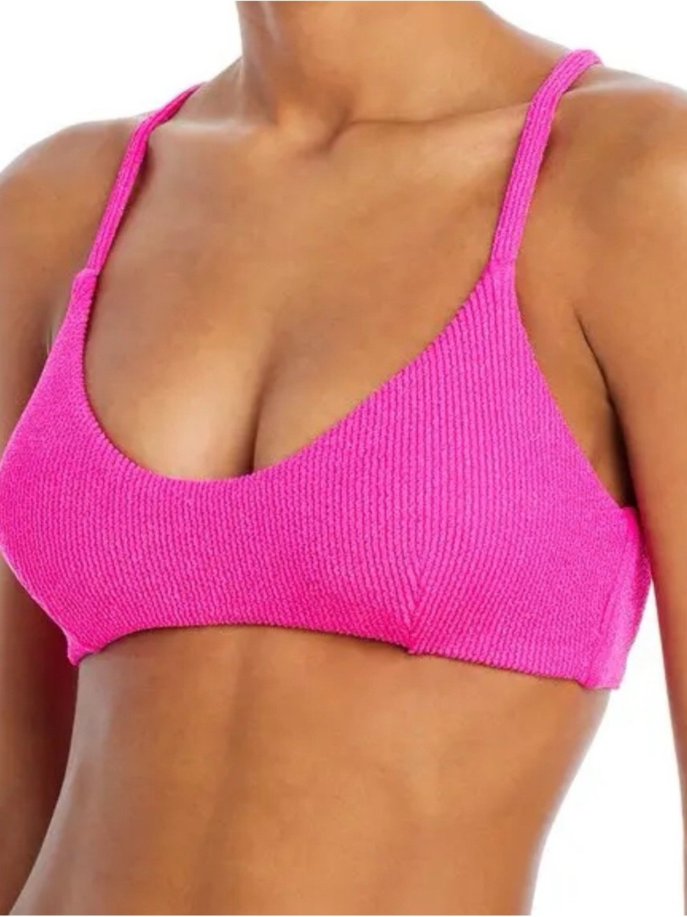 Aqua Vibrant metallic pink Crinkle cross back Bikini Set M